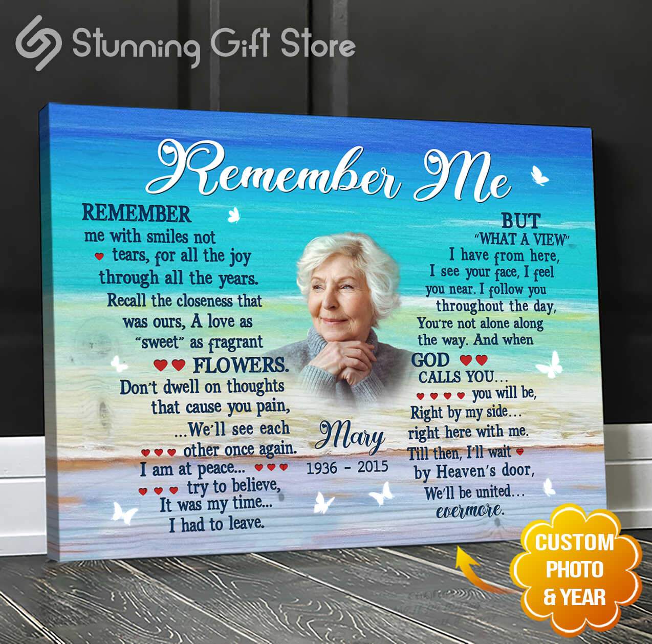 Personalized Memorial Canvas For Mom, Sympathy Gifts For Loss Of