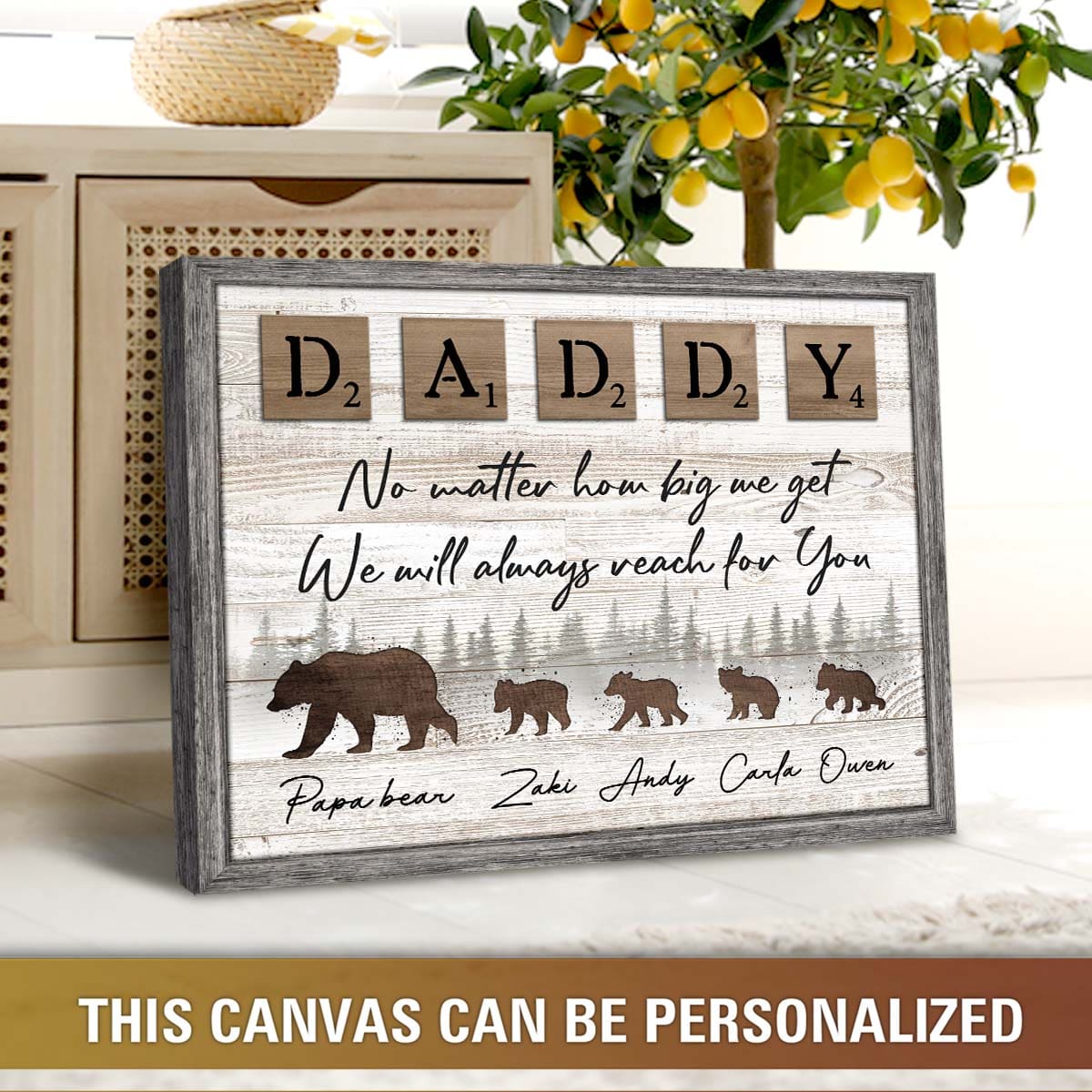 This Papa Bear Belongs To Photo Collage Canvas, Papa Fathers Day
