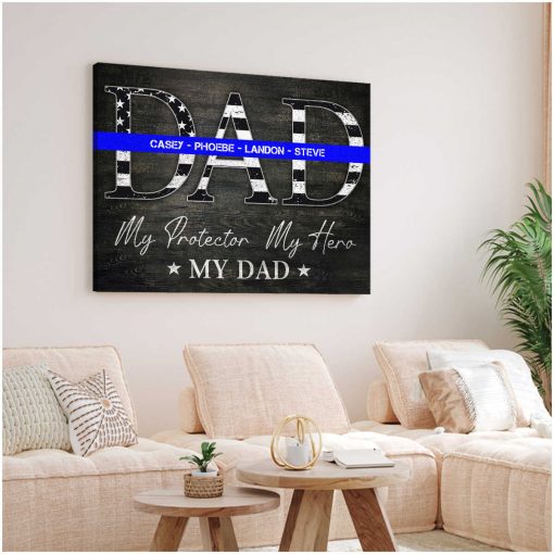 Police Officer Gift Police Dad Gift Thin Blue Line Gift For Him Canvas Print