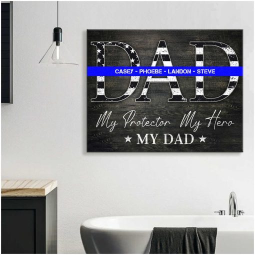 Police Officer Gift Police Dad Gift Thin Blue Line Gift For Him Canvas Print