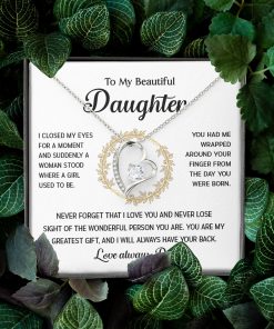 To My Badass Daughter Necklace 18k Gold Finish Luxury Box, Birthday Necklace Gifts For Daughter, Mother Daughter Gifts From Dad, Necklace Gift For Daughter From Dad